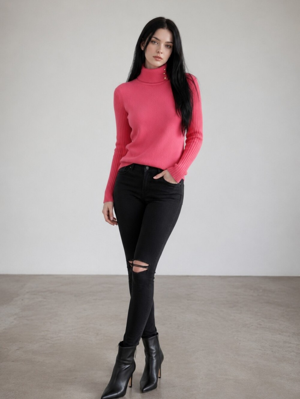 EUC Truth By Republic Size Large Button Detail Red Turtleneck Sweater!